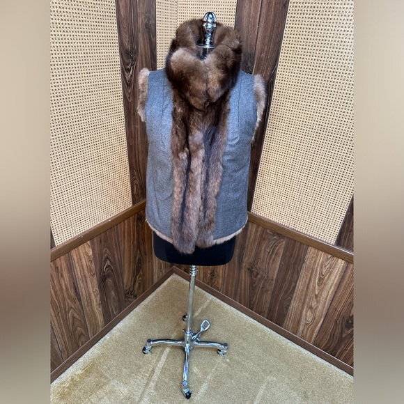 MICHAEL KORS DESIGNER RUSSIAN SABLE & CASHMERE LINING FUR VEST JACKET COAT SMALL - Picture 6 of 11